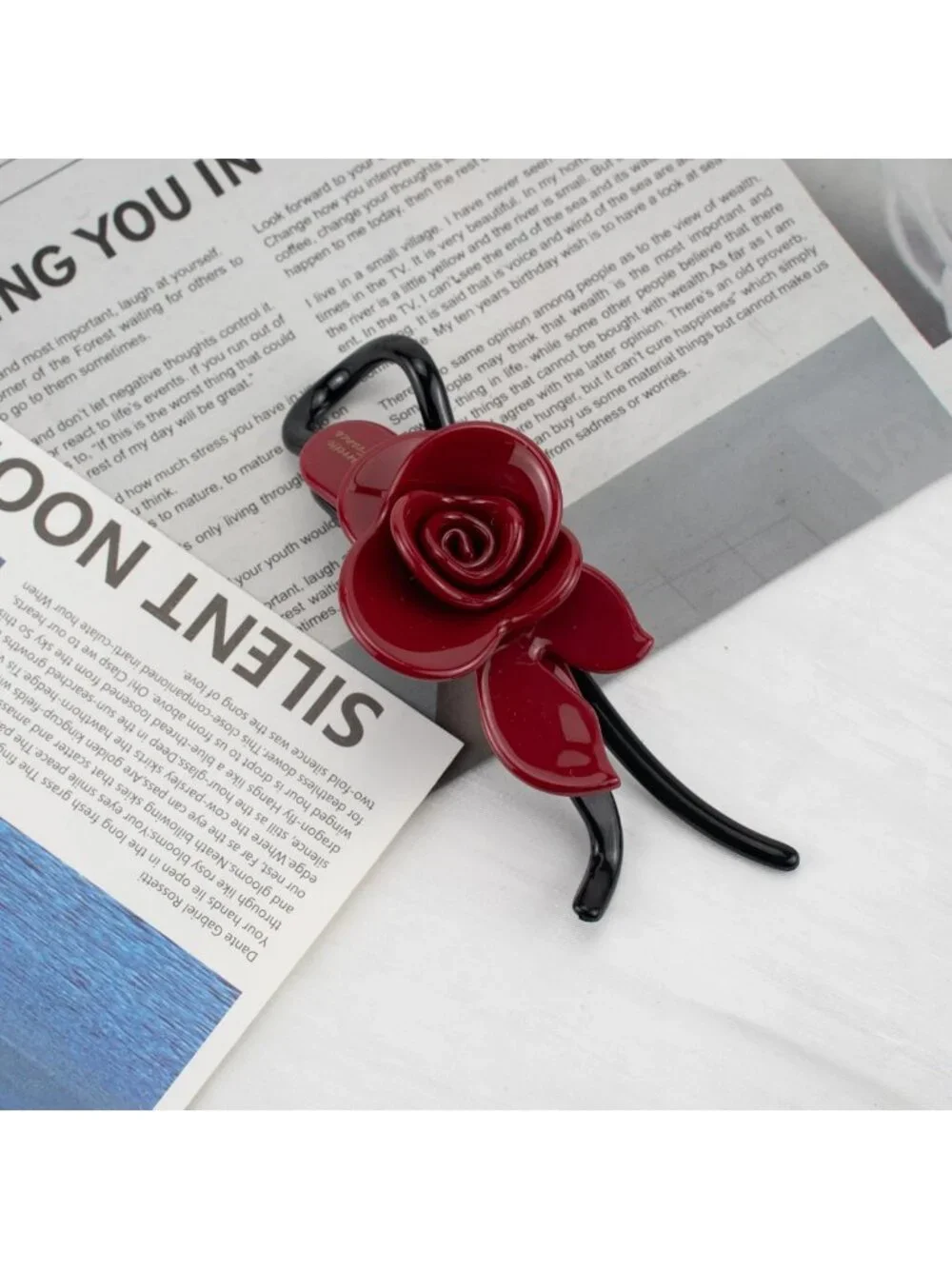 5Pcs Rose Flower Hair Clip Set - Strong Hold Claw Clips for All Hair Types